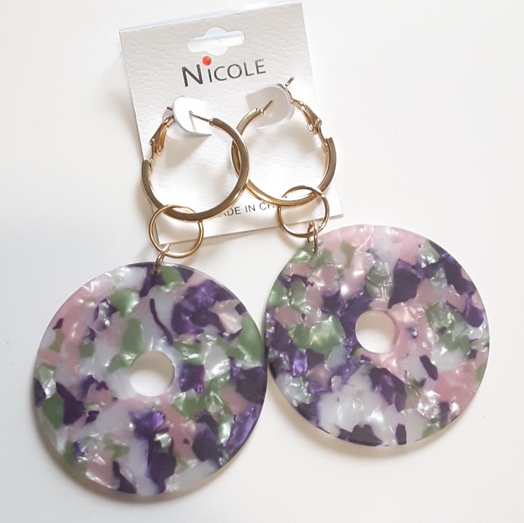 Nicole Big Acrylic Circle And Hoop Earrings 6$